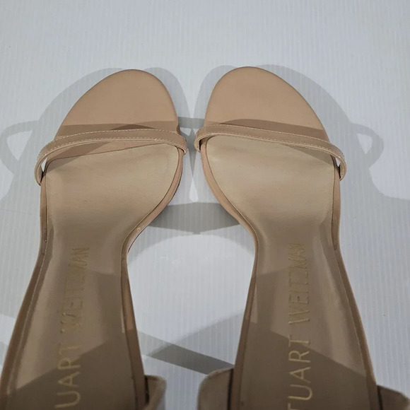 Stuart Weitzman Nudistsong Heel Ankle Strap Sandal Adobe Tan Leather Size 10 - Picture 13 of 16